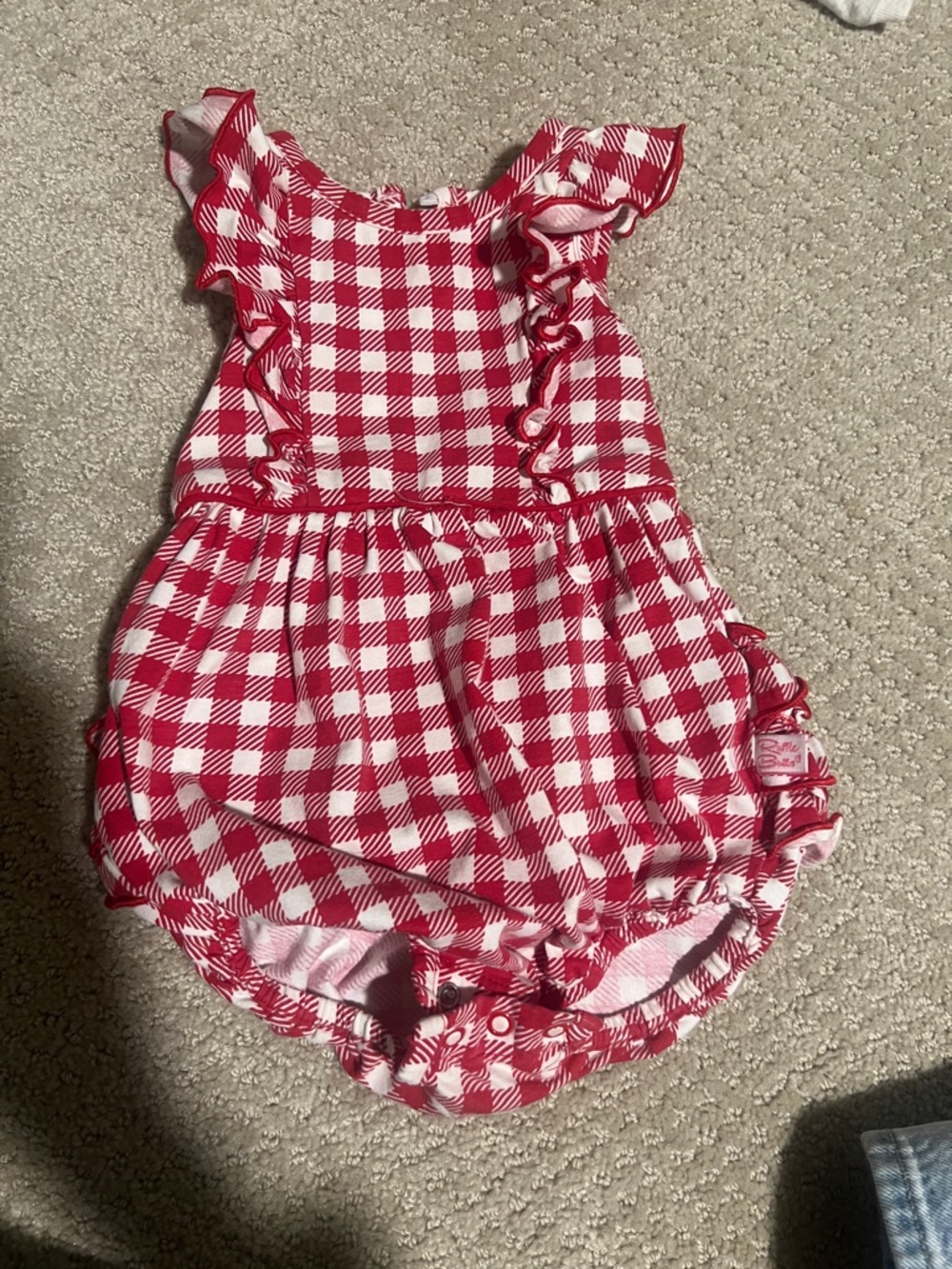 Ruffle Butts Red and White Gingham Ruffle Bubble Bodysuit